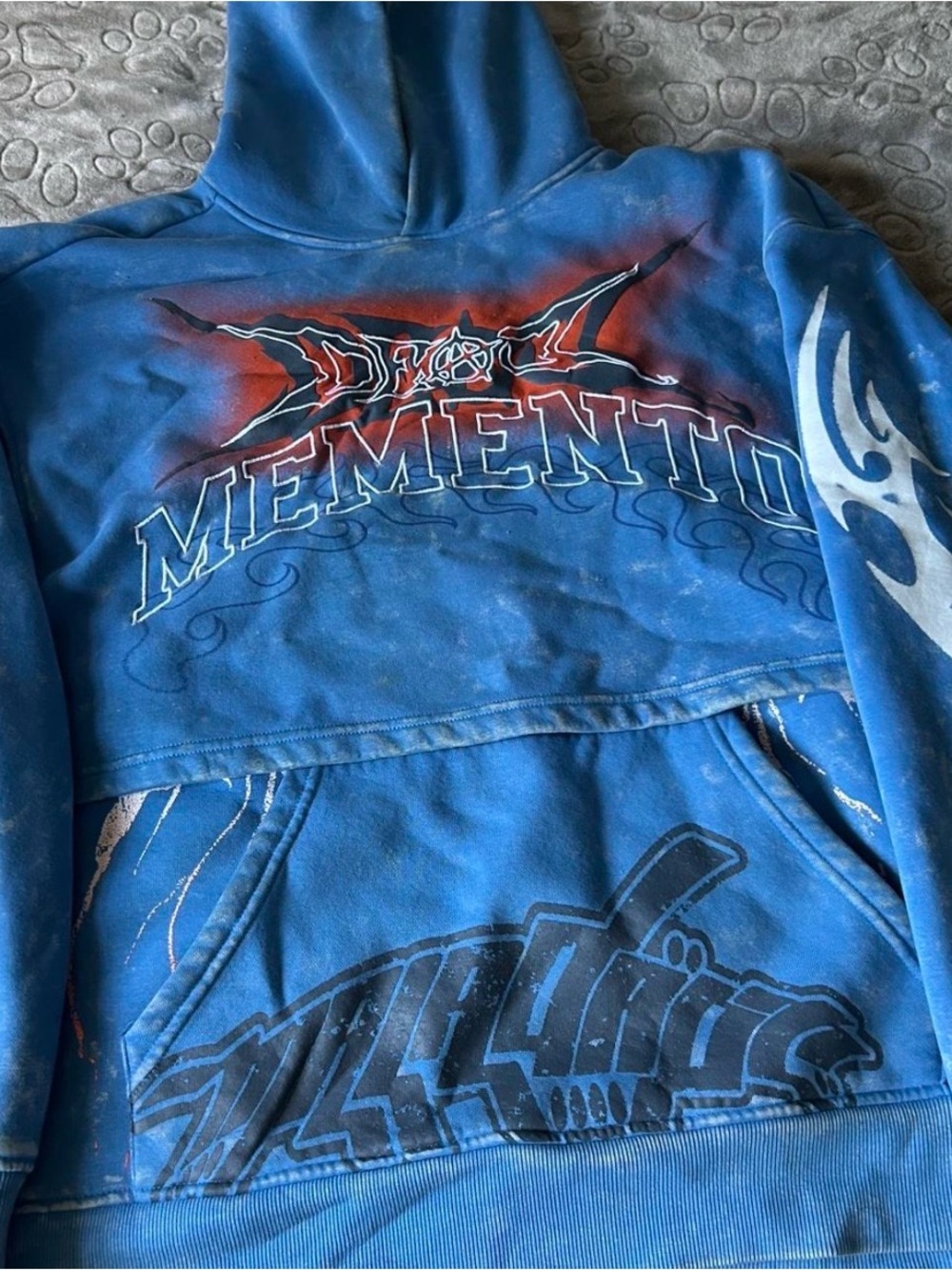 Blue Graphic Memento Hoodie Sweatshirt - Men's Sweater